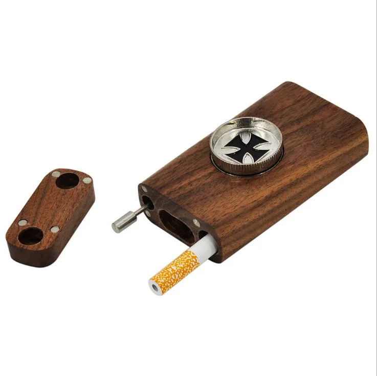 hqf-yh06热木制烟盒便携式吸烟配件aceyllic dugout一种带有针管的