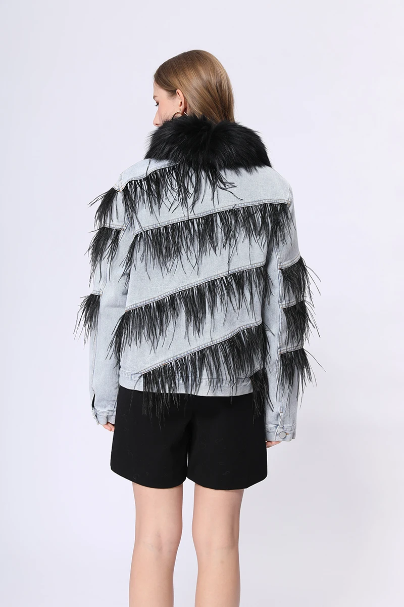 custom cool winter jacket turkey decoration short real fox fur