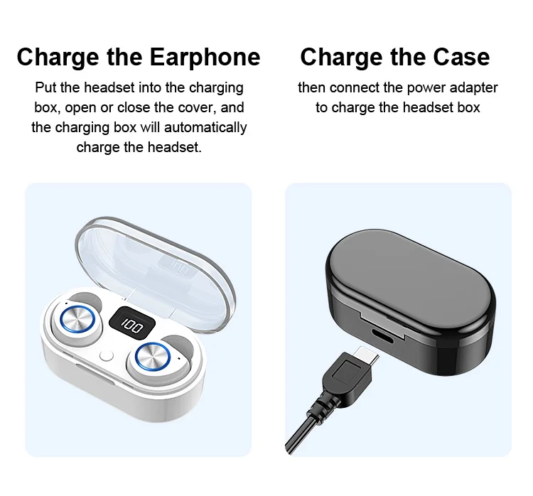 TW80 Blue tooth Earphone Mini Stereo Wireless Headset In Ear Earbuds Headphone with Microphone for ios iPhone Android Samsung - ANKUX.COM