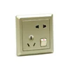 16A 250V multi-function socket switch button champagne gold plug in light socket usa