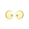 GEM&TIME Single CZ Round Shaped Real 14K Gold Earrings Cute Girls Simple Stud Earring