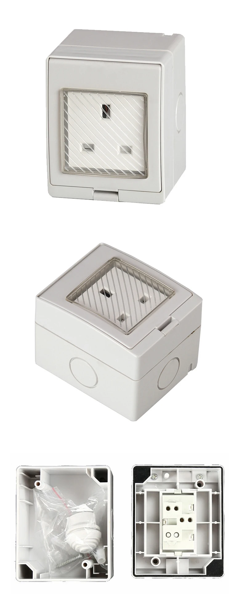 Surfaced Installation Household Socket Waterproof 13A UK British Standard Wall Socket