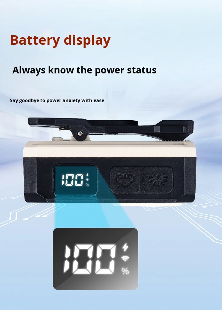 多功能EDC灯，带电子显示屏七色背光强磁铁可拆卸头戴式手电筒帽夹