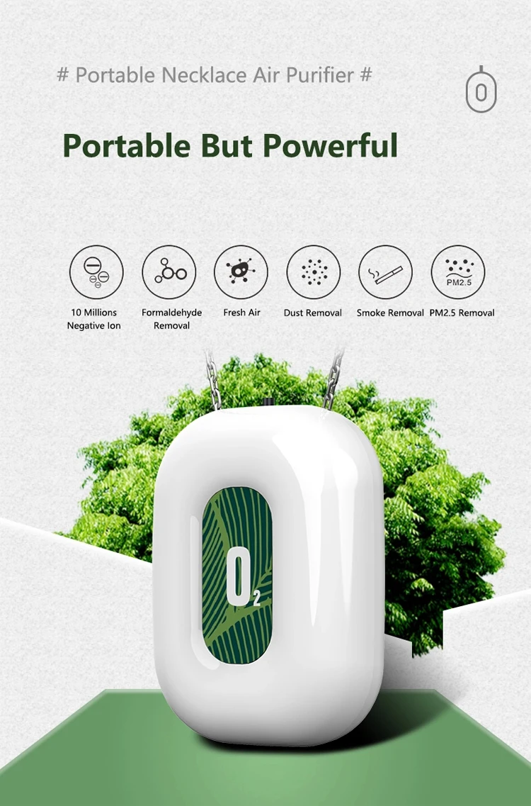 Customize LOGO OEM Necklace Personal Usb Outdoor Ion Smart Wearable Mini ionization rechargeable Portable Air Purifier