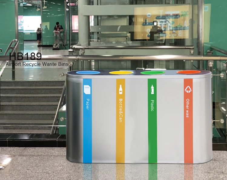 4 Compartments Dual Separate Recycling Color Codes For Waste Bins