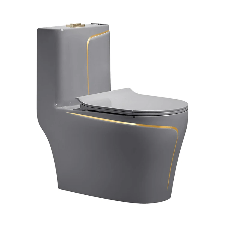 Arabic Luxury Sanitary ware Bathroom Water Closet Wc Gold Grey Water Closet One Piece Toilet Bowl supplier