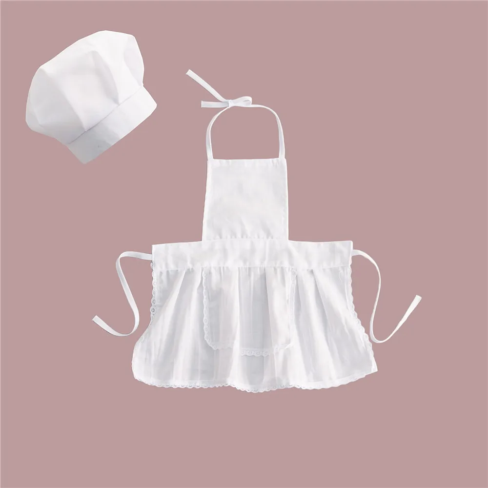 PENG Simpatico Neonato Cappello Grembiule Bambino Cuoco Costume Bianco Foto Fotografia Prop 