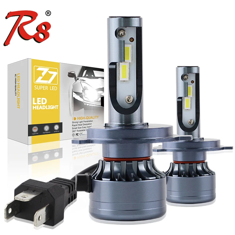 R8 Premium Z7 H7 H11 H8 HB3 HB4 9012 H4 LED Car Lights 50W Headlight Bulbs Canbus EMC Auto Solution No Interference