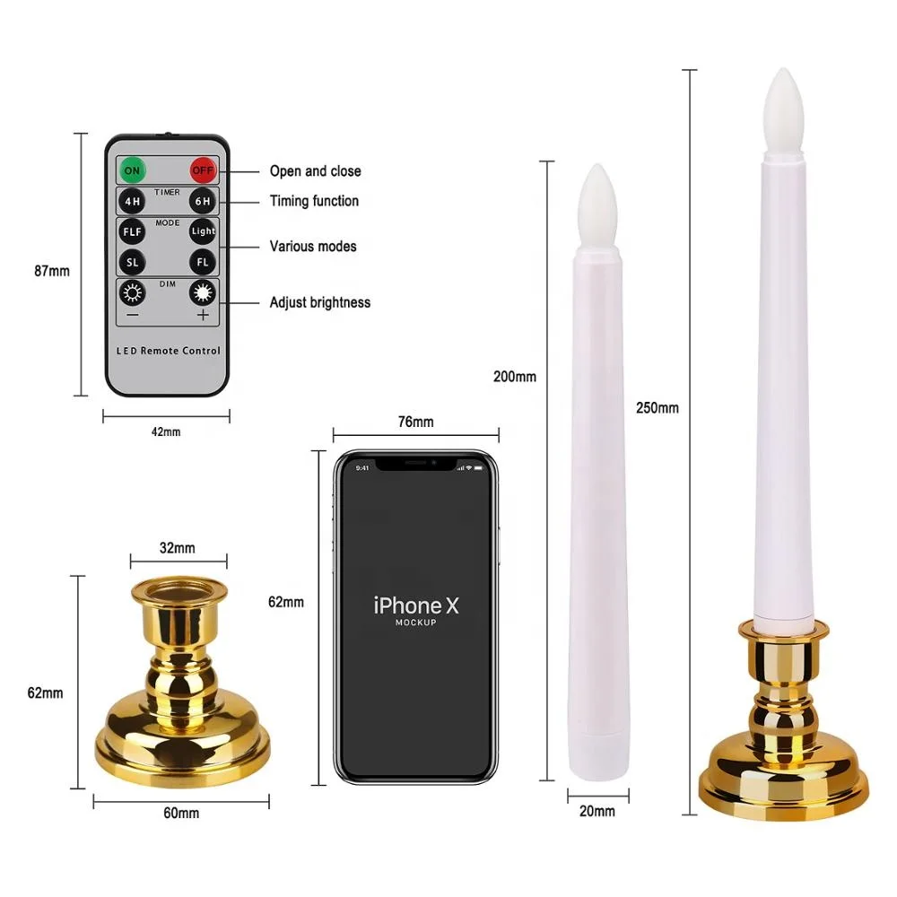 Remote Control Led Taper Candle Battery Operated Flicker Flameless