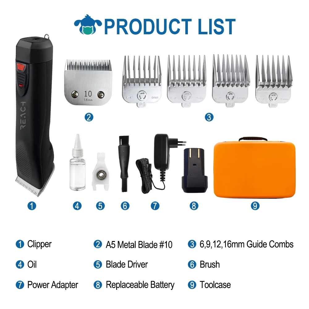 Dog Clipper Low Noise Rechargeable Cord Brushless Electric Pet Grooming