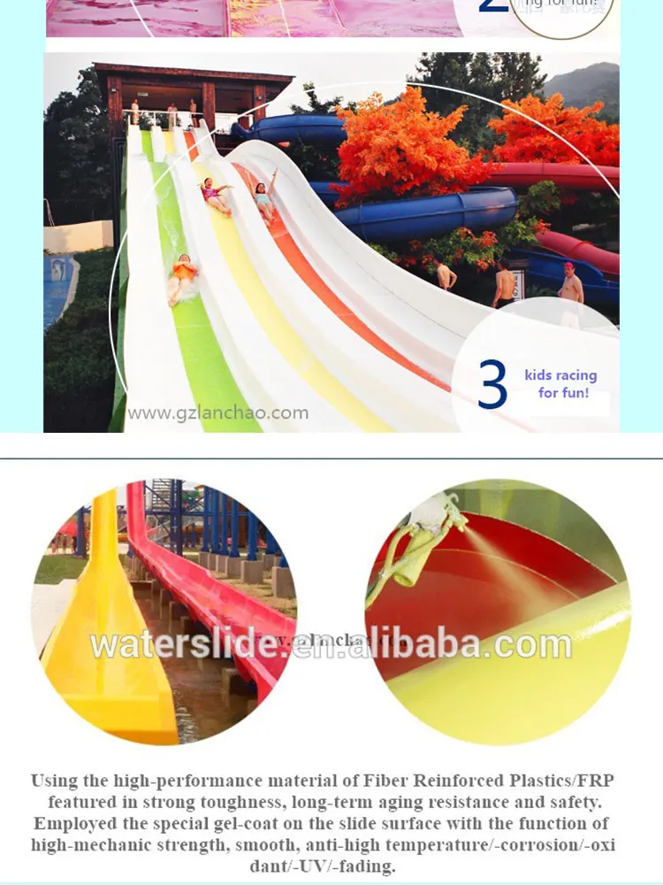 Commercial Grade Outdoor Water Slide with 12 Years Working Life and 12 Months Warranty