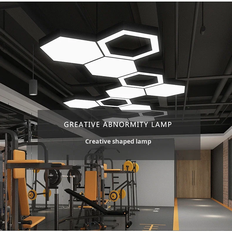 product led shaped star creative irregular hexagonal pendant light for office gym shopping mall supermarket energy efficient-0