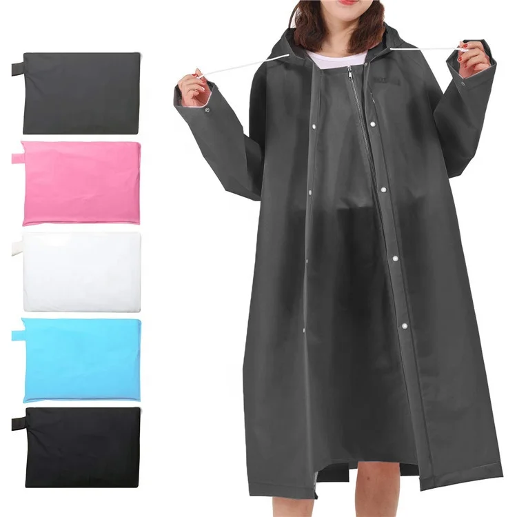 
Reusable Adult Women Foldable Fashionable Plastic EVA Waterproof Transparent Poncho Raincoat 