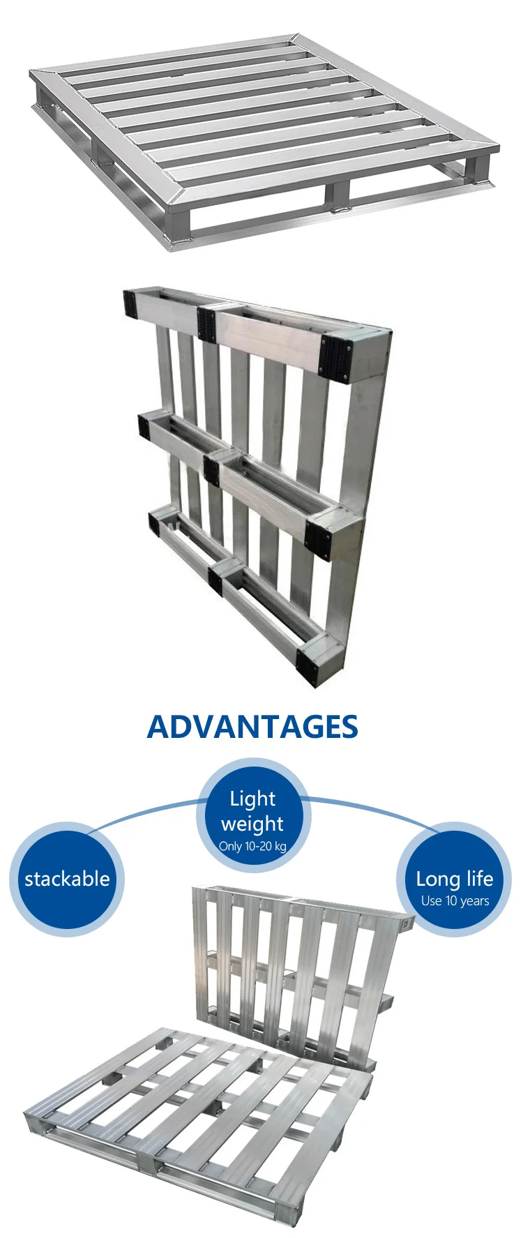 Direct factory of Carbon steel stainless steel aluminum stacking pallets