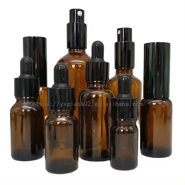 Custom Essential Oil Amber spray manufacture Skincare cosmetic glass packaging  dropper Wholesale  supplier supplier