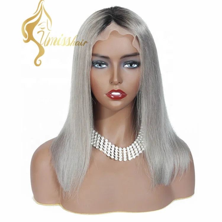 Wholesale Virgin Hair Vendors Lace Front Wig Mink Brazilian Hair Silky Straight Grey Bob Human Hair Wigs