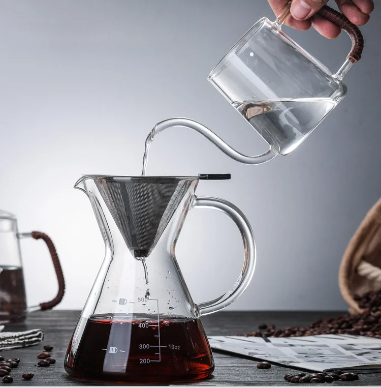 Bpa Free Glass Carafe Hand Drip Coffee Maker 16oz Glass Coffee Pour