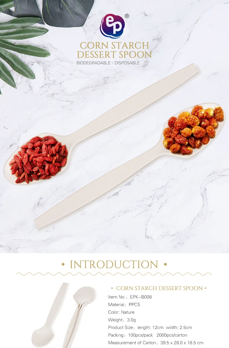 Europe-Pack factory direct biodegradable corn starch 5 inch dessert spoon