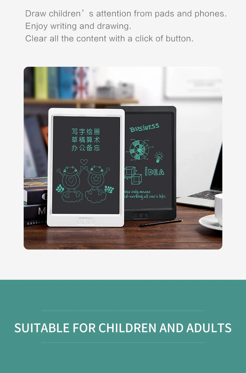 Erasable Notepad Partial Delete Writing Board 10 Inch Writing Tablet for Kids Digital Drawing Learning Toys