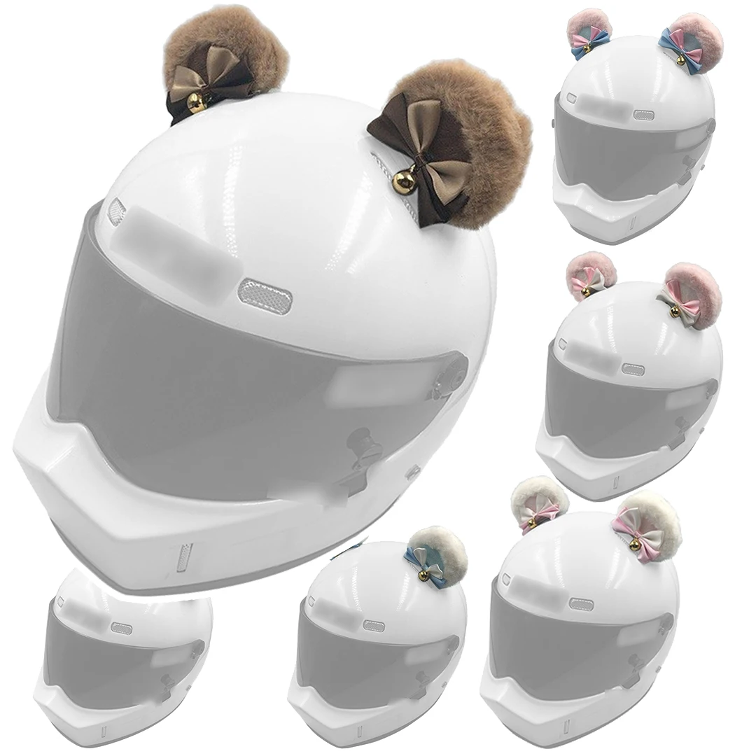 bear motorcycle helmet Detachable New Plush Panda Ear Accessories for Full Face Ski Motorcycle  Helmets Bear Ears Design