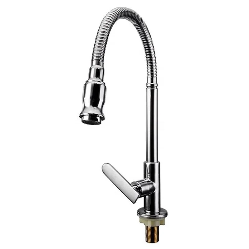 Double Outlet Pipes Long Pillar Neck Taps Dual Handles Flexible Kitchen
