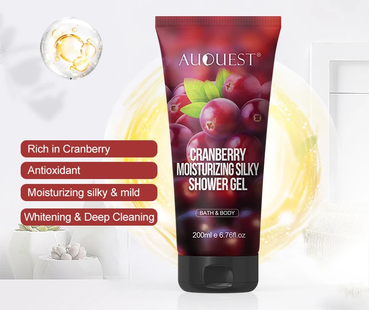 Private Label Organic Cranberry Oil Skin Shower Gel Brightening & Moisturizing Body Wash Liquid