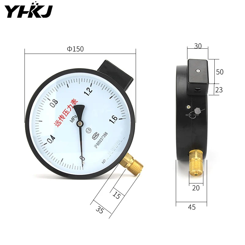 1PC Resistance Remote Constant Pressure Pressure Gauge YTZ-150 0-0.16MPA 