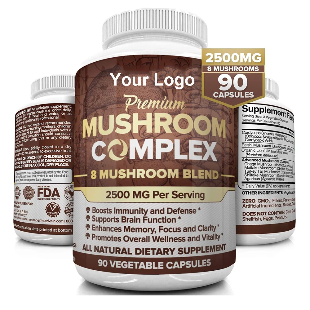 Organic Mushrooms Nutrivein Mushroom Supplement 2500mg Immune System