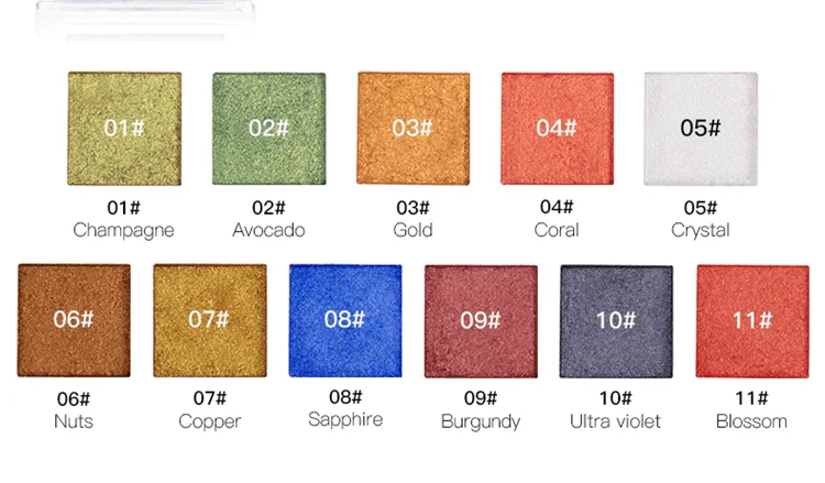 Domani Beauty Long Lasting Gold Custom Private Label Glitter Loose Pigment Cheap Red Makeup 11colors Single Eye Shadow Eyeshadow