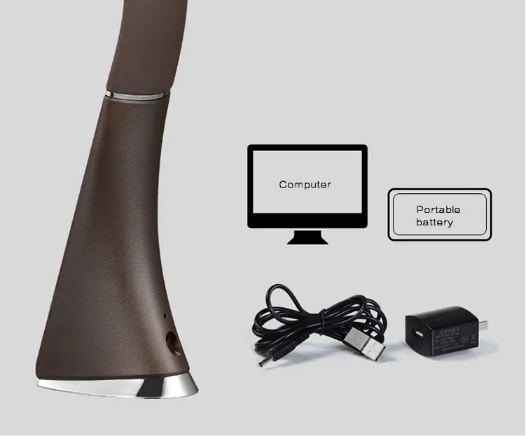 HoneyFly Leather Touch Control LED Table Lamp with Led Display Alarm Clock and Calendar Creative Foldable Desk Lamp