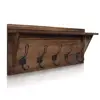 Handmade rustic brown solid pine wall mounted wooden coat rack shelf