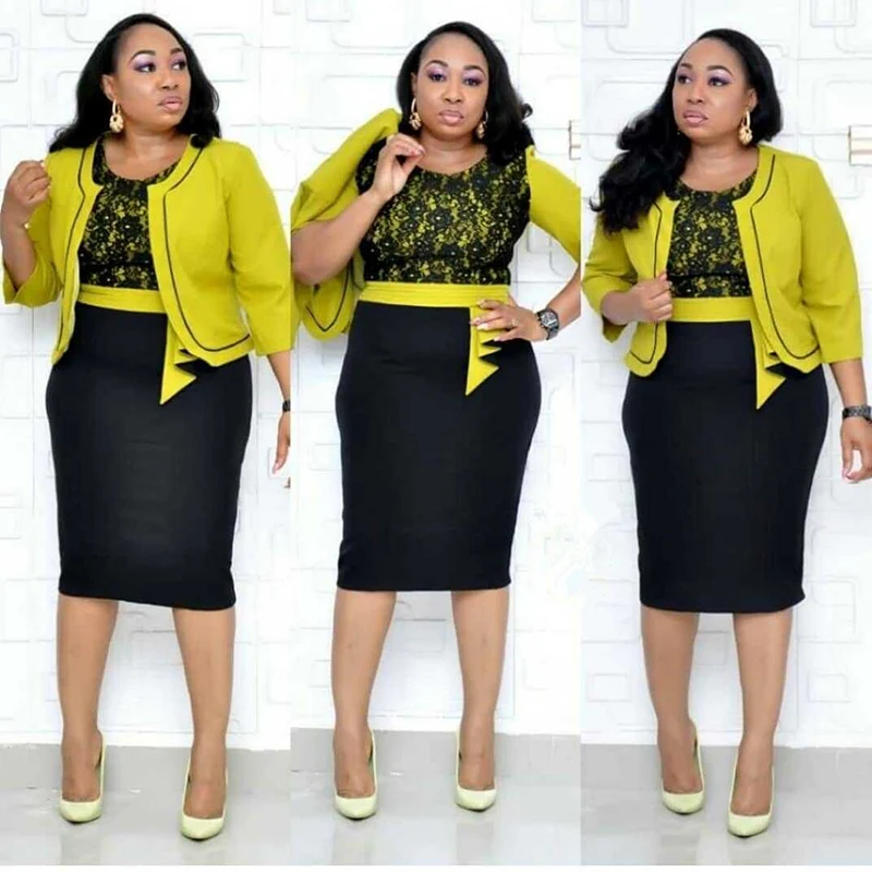Africa Designs Fat Office Lady Women Apparel Plus Size Two Piece 