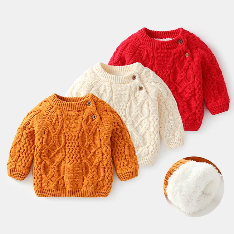 
cable pattern thickening knit baby sweaters winter baby clothes kids pullovers 