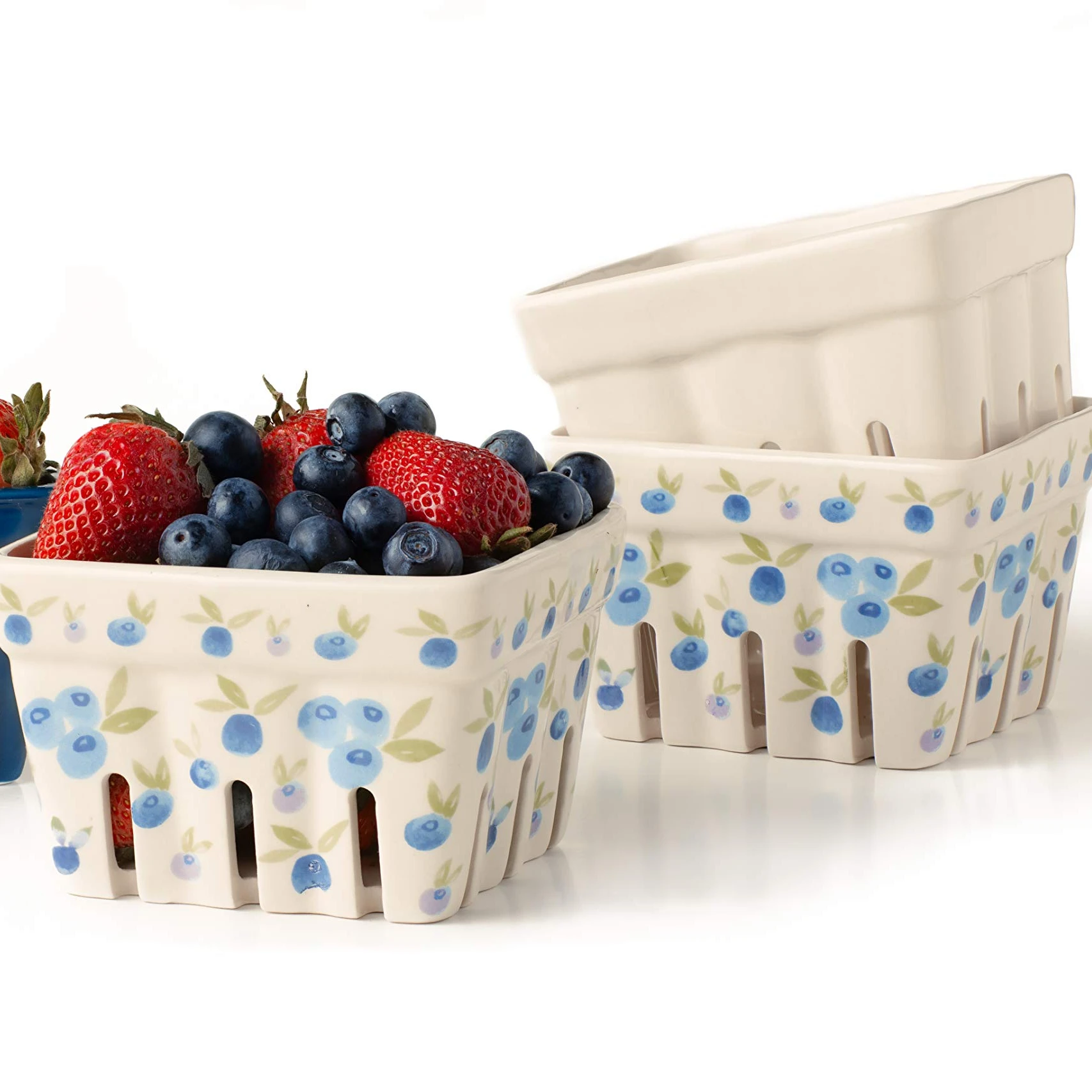 Berry Basket Colander Strawberry Decor Fruit Bowls Kawaii Kitchen Bowl Hot Sale Ceramic and Cute Pattern Pink White Vintage supplier