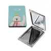 Wholesale free design mini metal make up leather compact mirror design folding mirror