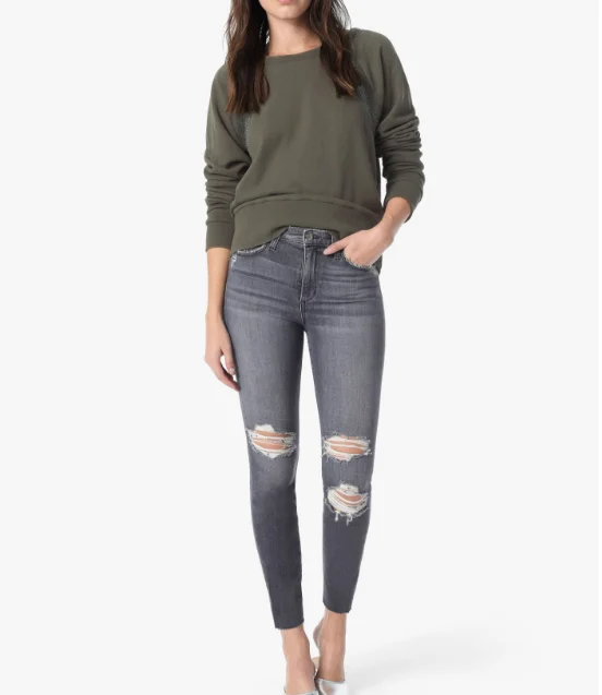 Factory wholesale women's cotton stretch high waist slim pencil pants ladies ripped jean trousers damage jeans women