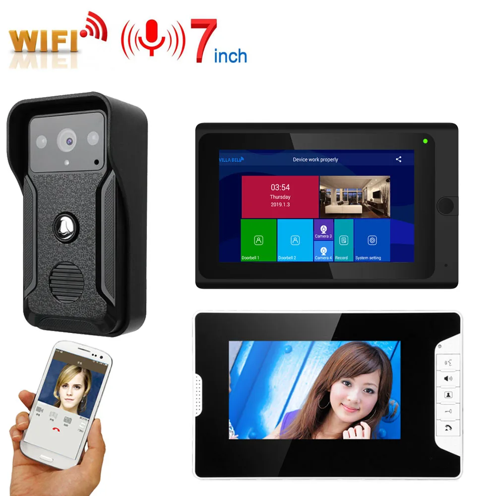 7 "2 Monitor Video Citofono Campanello Intercom Wired 1000tvl Wired