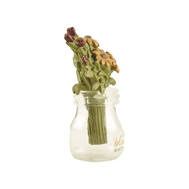Resin Vase 50 Ml Pudding Bottle With Flowers  Flower Vase Home Decor Resin Figure Vase For Decor