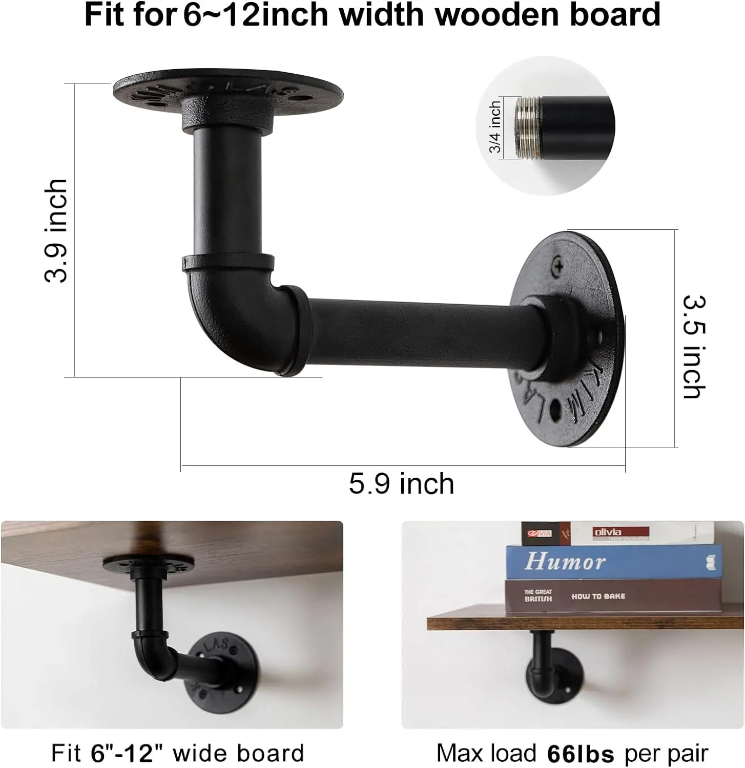 Heavy Duty Floating Shelf Brackets,Industrial Pipe Wall Mount Metal ...