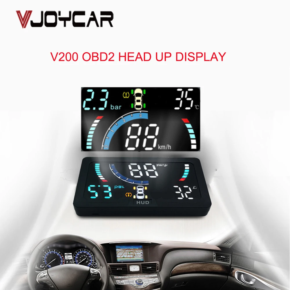 VJOYCAR Obd Car Electronics Hud Display Car Speedometers Overspeed Warning hud V200 Speedometer Head Up Display