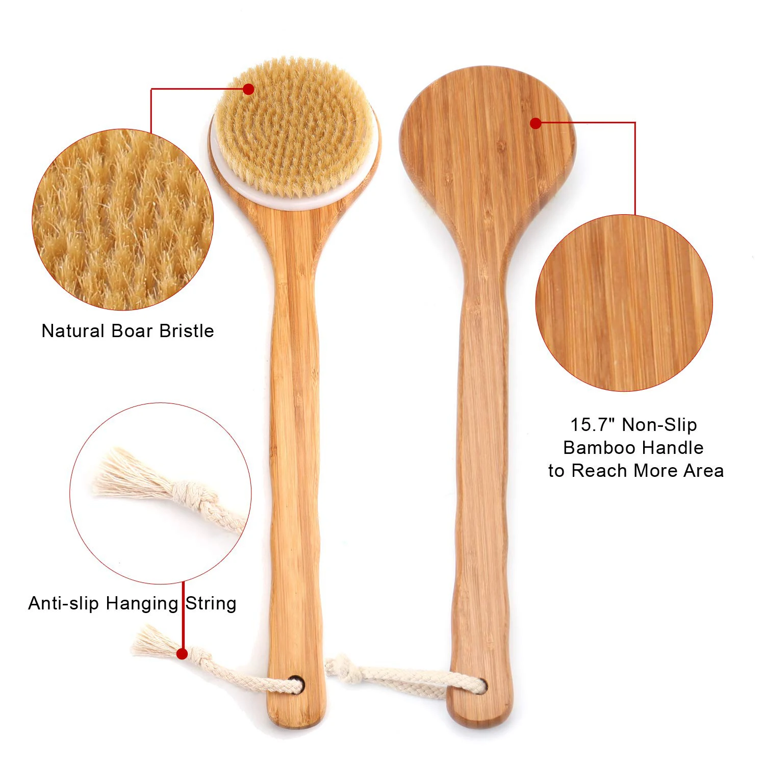 Skin Clean Body Wash Brush Customized Logo Natural Bristle Wooden Body