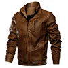 Dropshipping Mens PU Leather Pilot Bomber Jackets US Size S-XXL chamarra de cuero hombre Casual Men's Leather Coat