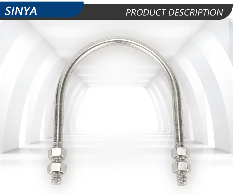 Round U Bolt With 2 Hex Nuts Heavy Duty Clamp Pipe With No Mount Plate