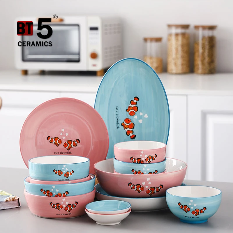 Clownfish Series Modern Design Ceramic Dinnerware Set Dining Plates And