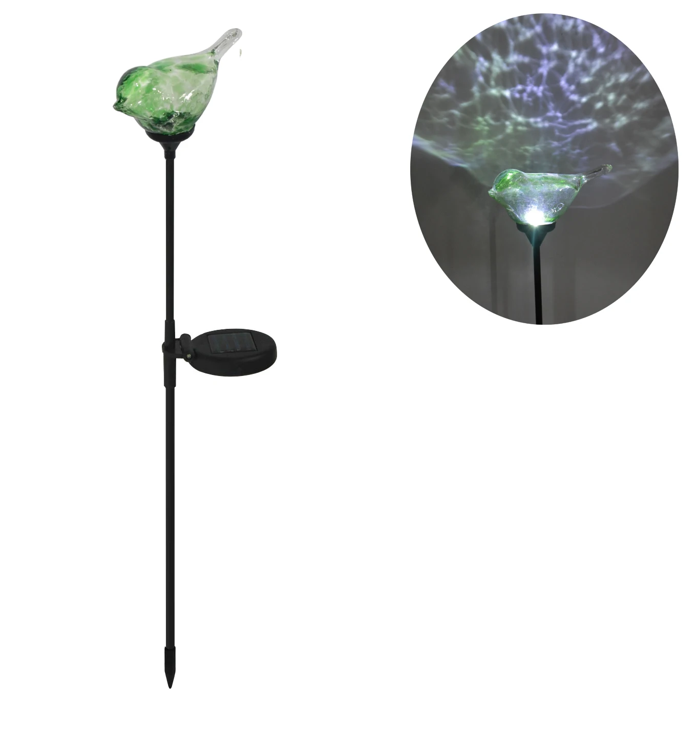 Glass Bird Beautiful Animal Shaped Solar Led Light Garden Stake Home