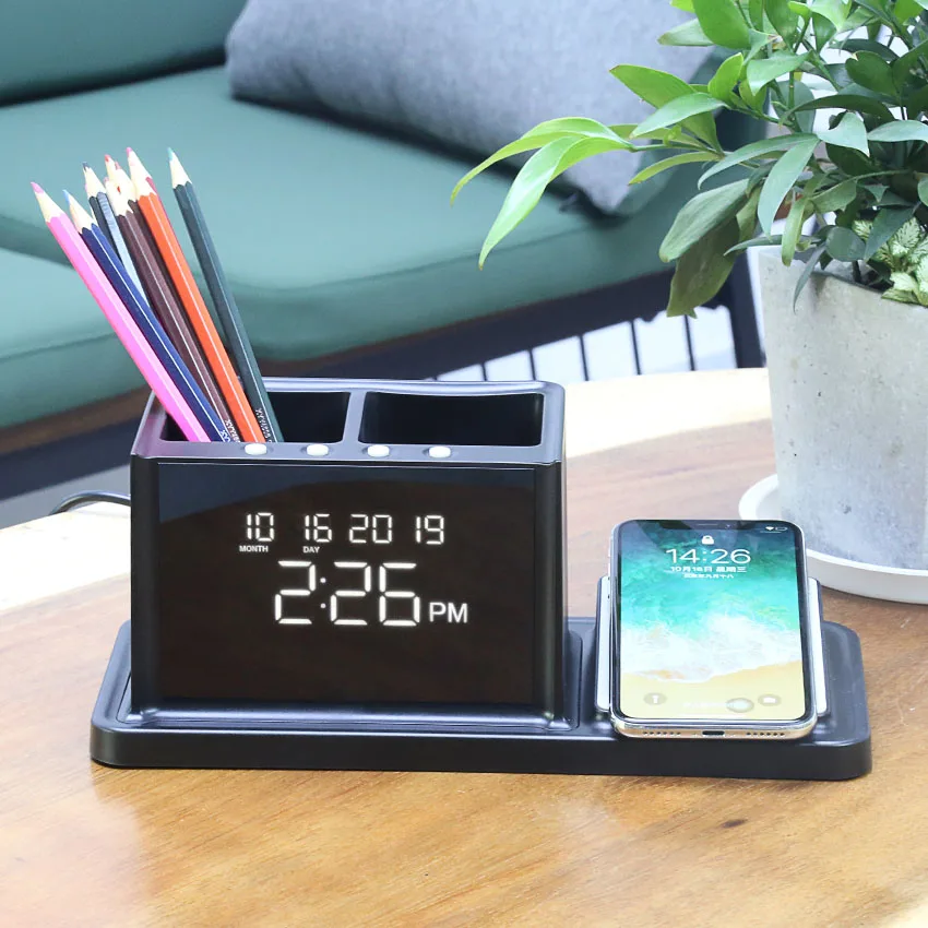 Portable Wireless Charger Usb Charger Station Clock For Iphone 11/11pro