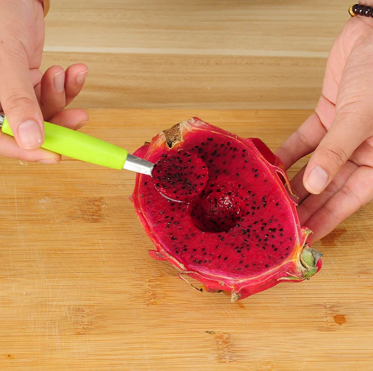 Double head stainless steel fruit digging ball spoon corrugated carving knife for watermelon fruit platter