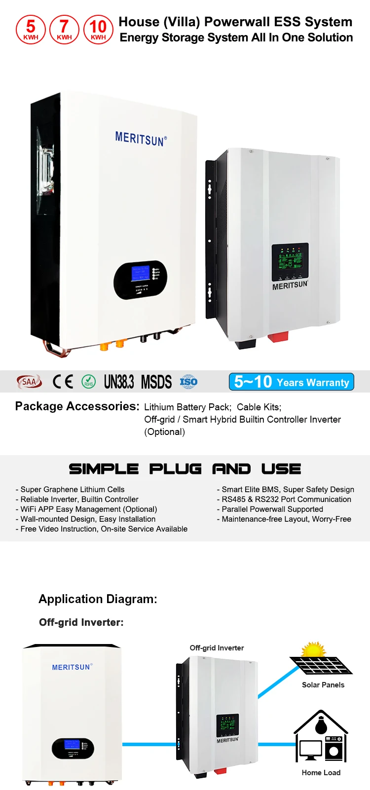 Patented Technologies 51.2v Lithium Ion Lifepo4 Battery Powerwall Home Battery 10Kwh