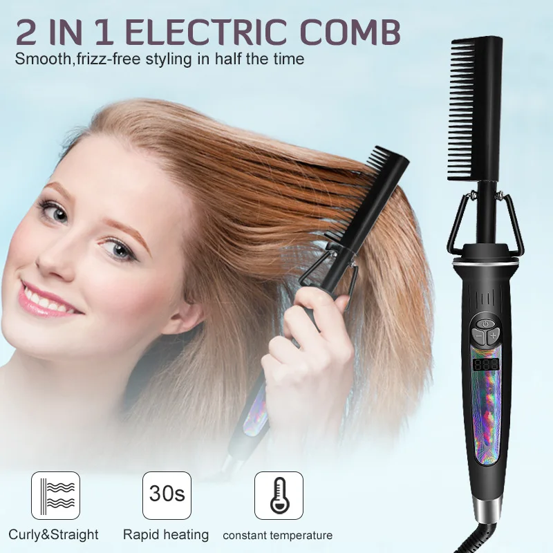 hot iron comb hair straightener curler