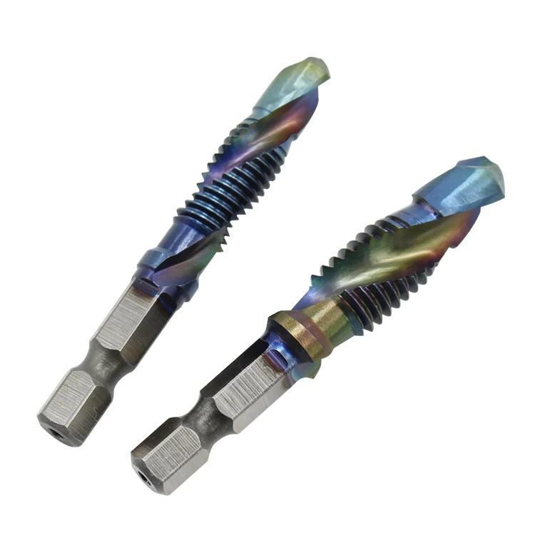 
HEX shank HSS multi function thread tap in blue coating combined japan cutting tools 